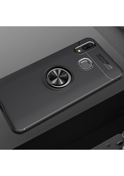 Huawei Y7 Prime 2019 Kılıf Yüzüğü Stant Ve Araç Tutucu Olabilen Şık Esnek Premium Silikon Kapak Ryc/ravel Siyah