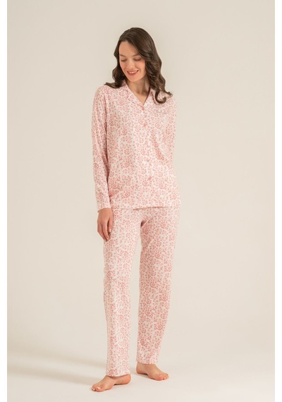 Pierre Cardin Kadın Flowers Pembe Gömlek Pijama Takımı Pc9271-s-v2 Pc9271-s-v2