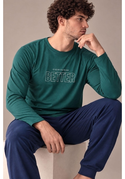Gd Goldoremi Erkek Everythings Better Orta Kalın Regular Manşetli Uzun Kollu Pijama Takım Yeşil Gd Goldoremi Erkek Everythings Better Orta Kalın Regular Manşetli Uzun Kollu Pijama Takım Yeşil