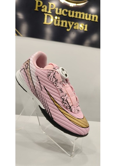 Papucumun Dünyası Mekanizma Bağcıklı Laliga Unisex Erkek Ve Kız Çocuk Halı Saha Ayakkabısı Pembe