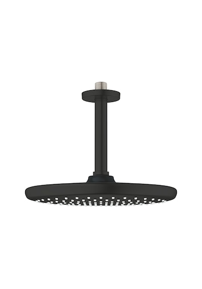 Grohe Tempesta 250 Yuvarlak Tepe Duşu Tek Akışlı, 25 Cm Tavandan Dirsek Dahil , Mat Siyah, 266692430 Krom