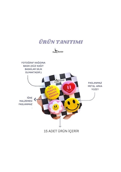 Trend-18-15'li Yeşil Anime Kawaii Rozet Seti Karakter Desenli Pop Art Pin Çok Renkli