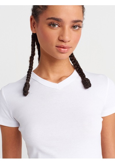 Dilvin 31673 V Yaka T-shirt-beyaz Beyaz