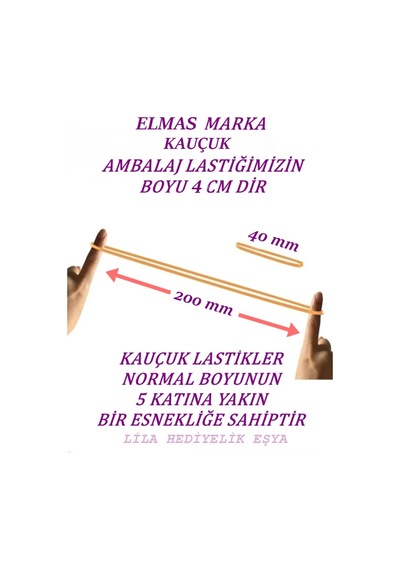 1000 Adet Kauçuk Elmas Marka Ambalaj Lastiği / Paket Lastiği / 40 Mm /