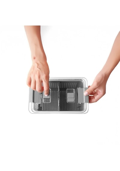 Vinoa 2,5 Litre Süzgeçli Buzdolabı Düzenleyici Organizer + Saklama Kabı Gri