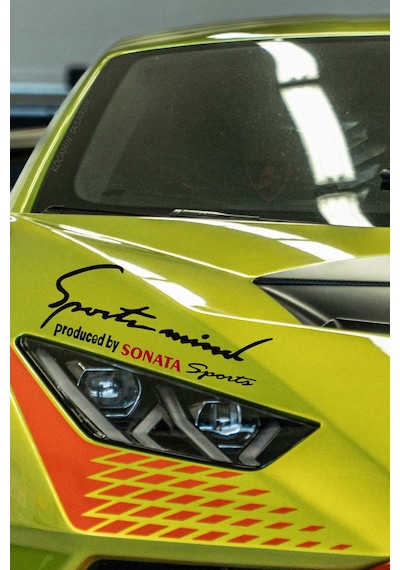 Hyundai Sonata Sport Mind Far Şerit Sticker Siyah Zemin Kırmızı Yazı Araca Özel Tasarım Sonata Yazılı Siyah & Kırmızı