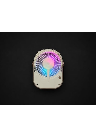 Mini Şarjlı Masaüstü Fan Rgb Işıklı Ve Ayaklı Tasarım Çantada Taşımaya Uygun Karma Renk