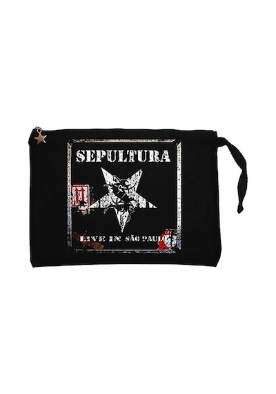 Sepultura Live in Sao Paulo Siyah Clutch Cüzdan / El Çantası Siyah