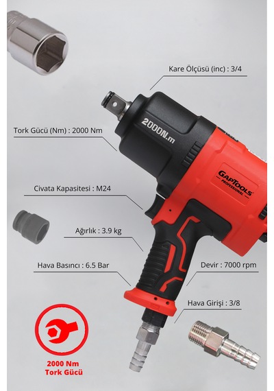 Gaptools Havalı Somun Sökme 3/4