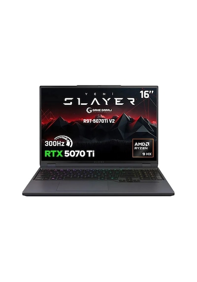 Game Garaj Slayer R9t-5070ti V2 C5 Amd Ryzen 9 9955hx 32gb Ram 2tb Ssd Rtx5070ti 16" 300hz Qhd+ Ips Freedos Gaming Laptop