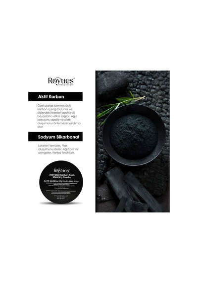 Diş Beyazlatma Tozu - Siyah Aktif Karbon Diş Tozu - Activated Teeth Whitening Powder - 40gr