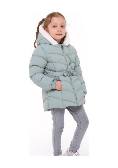 Benitto Kız Çocuk Beli Kemerli İçi Peluş Detaylı Mont-14761 Mint