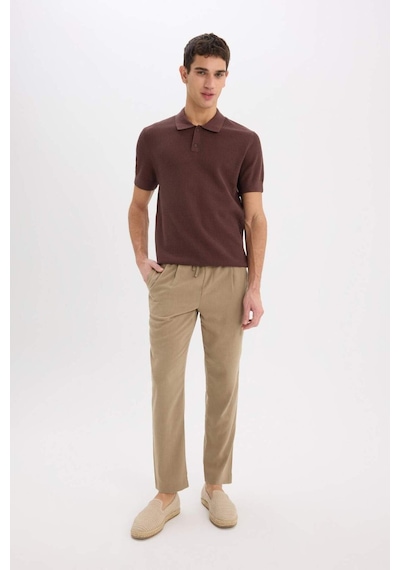Defacto Relax Fit Rahat Kesim Kısa Paça Keten Görünümlü Yazlık Kumaş Pantolon E4790ax25smkh92 Haki