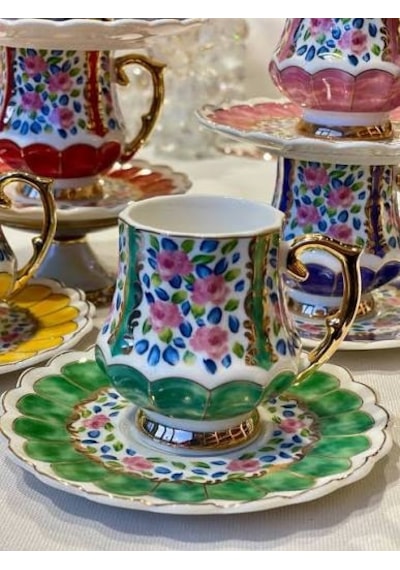 Acar Queen Victorya El Boyama Porselen 6 Lı Fincan Takımı 90 Ml Çok Renkli