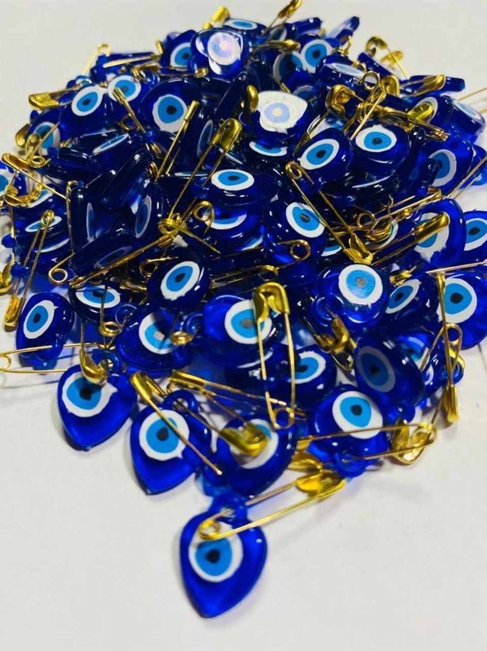 50 Adet Nazar Boncuğu Çengelli Iğneli Lacivert 1cm 1,5cm
