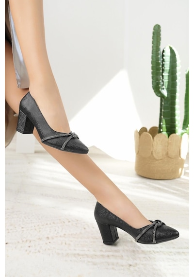 Nesilshoes Nesil Shoes Desca 625 Siyah Nova Topuklu Kadın Ayakkabı