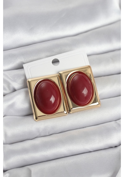 Bordo Kare Model Vintage Gold Renk Kadın Küpe Tj-bkp11673 Tdrtr