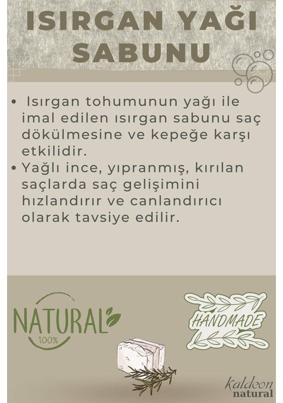 Isırgan Yağı Sabunu El Yapımı Doğal 120 G x 3 Adet