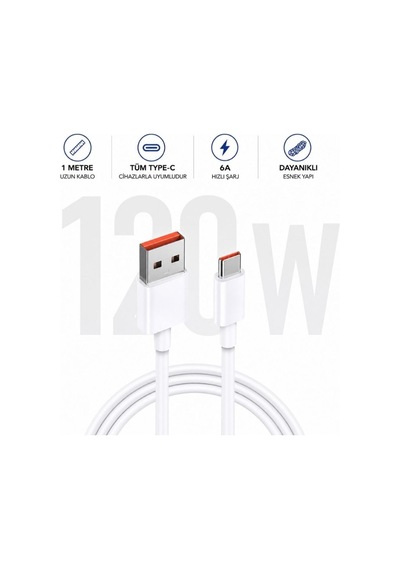 Schitec 3 Portlu Araç Şarj Aleti Ve 6a 120w Usba To Type-c Hızlı Data Ve Şarj Kablosu Beyaz