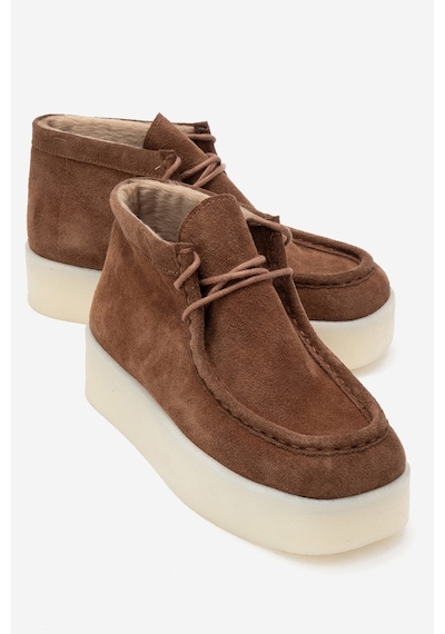 Luvishoes Luvi Shoes Melıa Taba Süet Hakiki Deri Kadın Bilekte Bot Taba