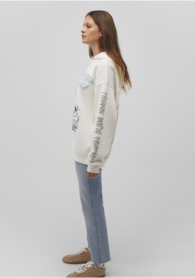 Mavi - Baskılı Kapüşonlu Beyaz Sweatshirt 1s10287-80194 Beyaz
