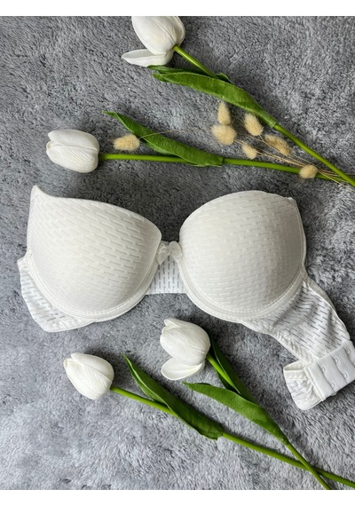 Mistirik Blera Model Push Up Destekli Extra Dolgu Detaylı Kaplı Doublu Premium Günlük Büstiyer Ekru Renk Ekru