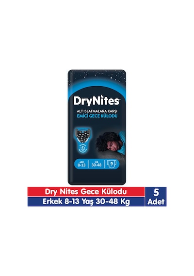 Huggies Drynites Erkek 8-13 Yaş Emici Gece Külodu 30-48 Kg 9x5 45 Adet