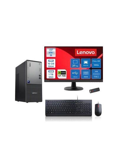 Lenovo ThinkCentre Neo 50T Gen 6 2713BD007WTR25F03 Ultra 7 265 16 GB 1 TB SSD GT730 27" Free Dos Masaüstü Bilgisayar + USB Bellek