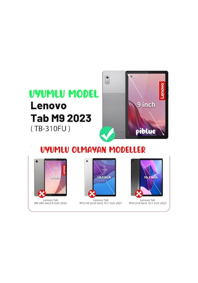 Lenovo Tab M9 Tb310fu Zac30155tr Kılıf Şeffaf Silikon Kılıf + Kalem  Arka Kapak