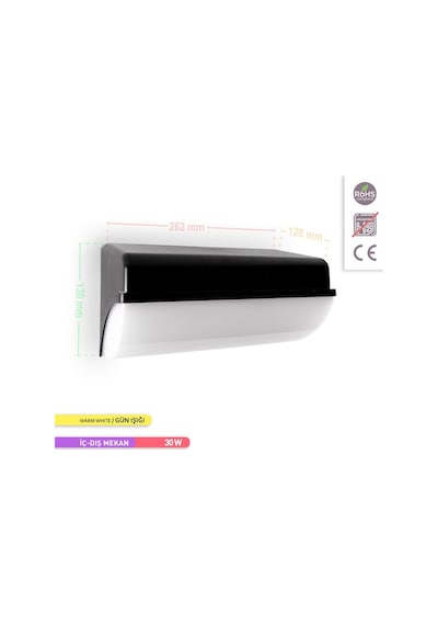 ACK 30W LED Duvar Armatürü 3000K Günışığı Dekoratif Dış Mekan Bah Diğer