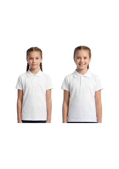 Modanino 2'li T-shirt -%100 Pamuk Ve Okul Tarz- Kız Çocuk 5-16 Yaş 12727at Beyaz