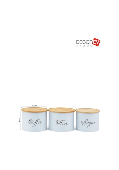 Kahve Çay Şeker Saklama Kabı 3'lü Set Kapaklı Mutfak Organizer Saklama Kutusu Beyaz