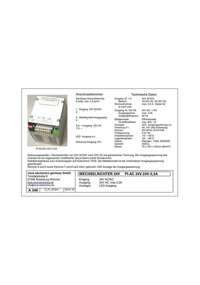 Rinck Electronics PI-AC 24V.24V-3,3A Dönüştürücü İnverter