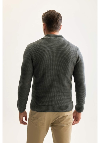 DeFacto Standart Fit Normal Kesim Yarım Balıkçı Yaka Fermuarlı Waffle Hırka R1195AZNSAR4