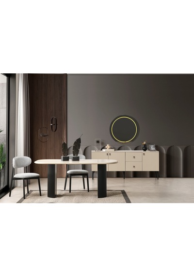 Zeno Oval Ahşap Bohem Yemek Masası 90x200 Krem Zeno Oval Ahşap Bohem Yemek Masası 90x200 Krem
