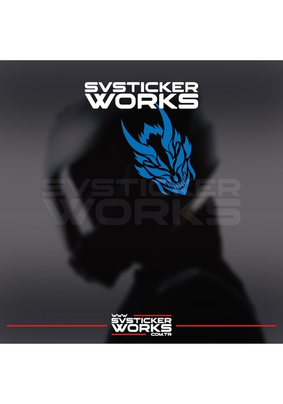 Dragon Ejder Kask Sticker Tüm Kasklar Uyumlu Tek Yön 1 Adet Mavi