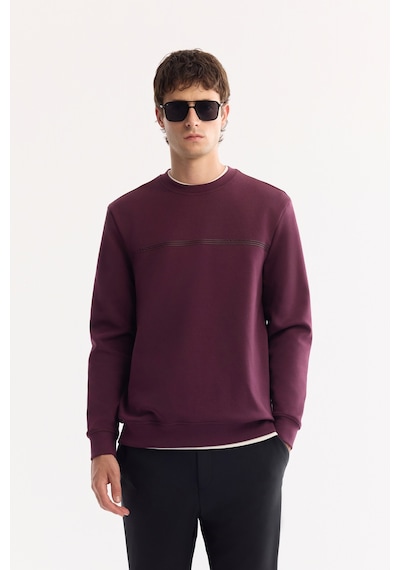 Avva Erkek Bordo Bisiklet Yaka Pamuklu Bi-stretch Baskılı Regular Fit Sweatshirt A52y1325
