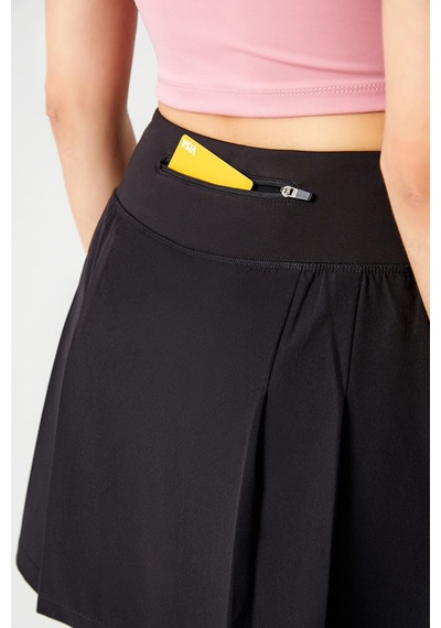 Los Ojos Siyah 2 Katmanlı Tenis Eteği - Şort Etek - Spor Etek Tennis Skirt Siyah