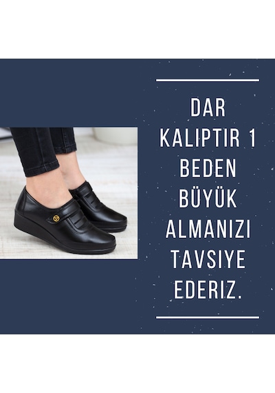 Kadın Siyah Klasik Ayakkabı Ortopedik Anne Ayakkabısı Anne Babet