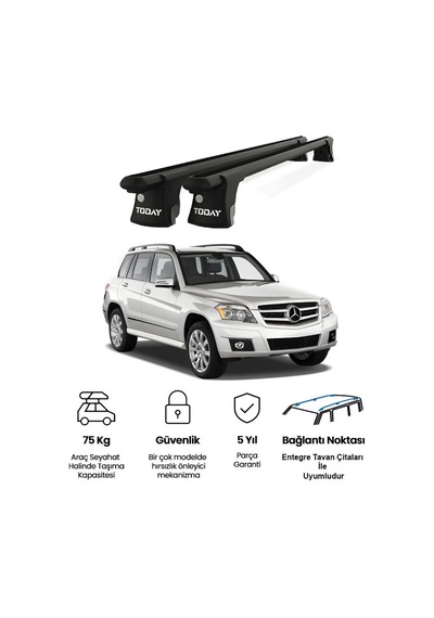 Trio-ı Mercedes-benz Glk 2008 Ve Sonrası Uyumlu Siyah Kilitli Ara Atkı 120cm Port Bagaj Tavan Barı