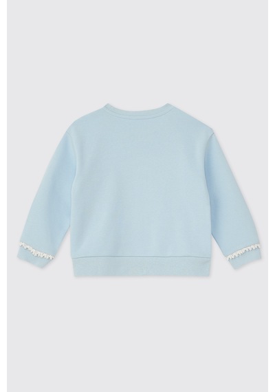 Panço Kız Bebek Mavi Fırfır Detaylı Sweatshirt 2621gb08001