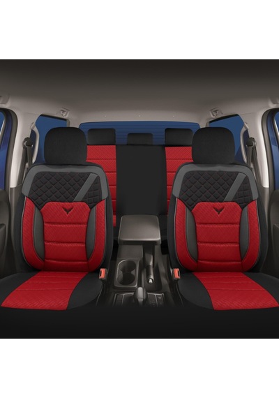 Minderland K1 - Dacia Duster İle Uyumlu Koltuk Kılıfı, Tam Takım/kırmızı-siyah