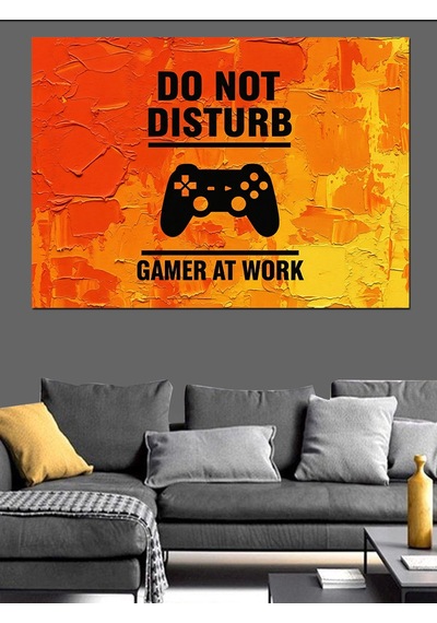 Gamer Oyuncu Uyarı Levhası Dekoratif Kanvas - Mdf Ahşap Tablo