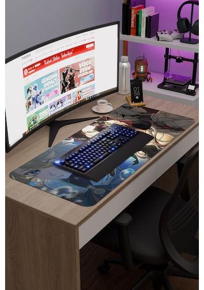 Lynette Genshin Impact Anime Oyuncu V2 - 90x40 Xxl Gaming Mouse Pad Fare Altlığı