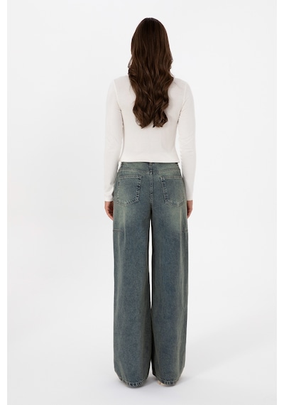 U.S. Polo Assn. Kadın Yeşil Flare Fit Jean Pantolon 50308394-DN0030