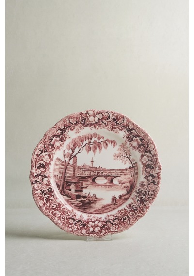 Emsan Floransa Servis Tabağı 26 Cm Mavi Bordo