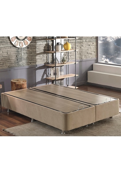 Nironyatak Niron Ela Baza -160X200 Cm Çift Kişilik Sandıklı Sütlü Kahve Kuma