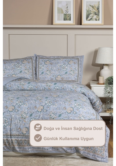 Elart Poem Nevresim Takımı King Size Battal Boy Digital Baskılı %100 Pamuk Saten 240x220 Cm Bej Bej