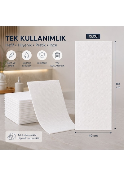 Genel Kullanım Amaçlı Tek Kullanımlık Havlu 20 Adet 40x80 Cm Beyaz