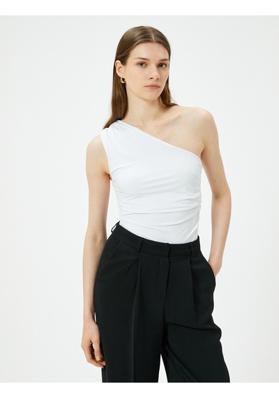 Koton Tek Omuz Üst Drapeli Slim Fit Beyaz 4sak10699ek Beyaz